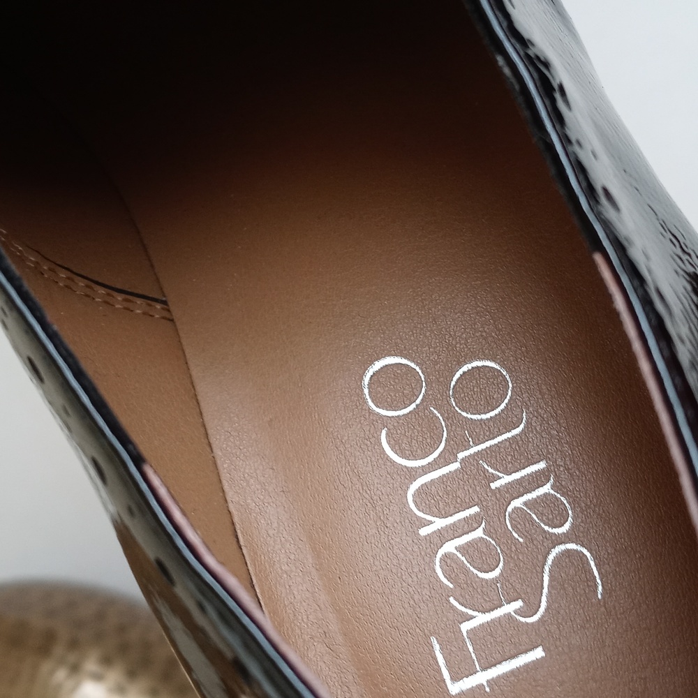 Franco Sarto Black Patent Leather Loafer Brogues Oxford Lace Lug Sole Shoes 8 - Picture 3 of 10